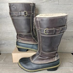 Sorel Boot Women 10 Brown Leather Winter Tall II Knee High Waterproof Equestrian